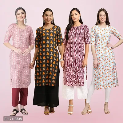 Women Stylish Crepe Printed Straight Kurta