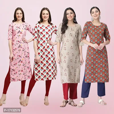 Women Stylish Crepe Printed Straight Kurta