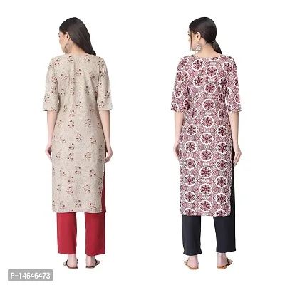 Attarctive Crepe Printed Straight Kurti Combo For Women Pack Of 2-thumb2