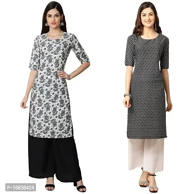 Stylish Digital Printed Women Crepe Kurta- Pack of 2-thumb0