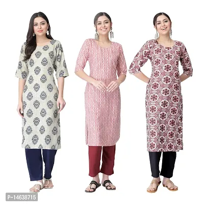 New Crepe Combo Printed Kurtis For Women Pack Of 3