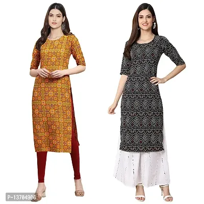 Stylish Crepe Digital Printed Kurta For Women- Pack Of 2