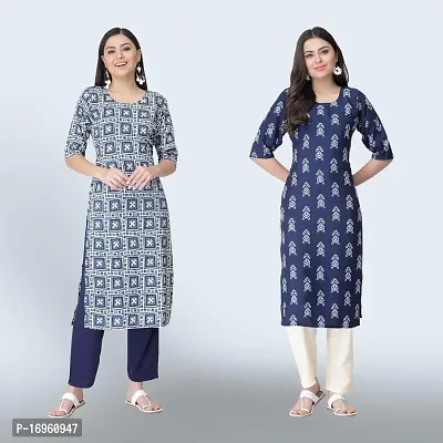 Women Stylish Crepe Ethnic Motif Casual Straight Kurta