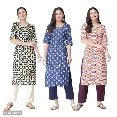 New Crepe Combo Printed Kurtis For Women Pack Of 3