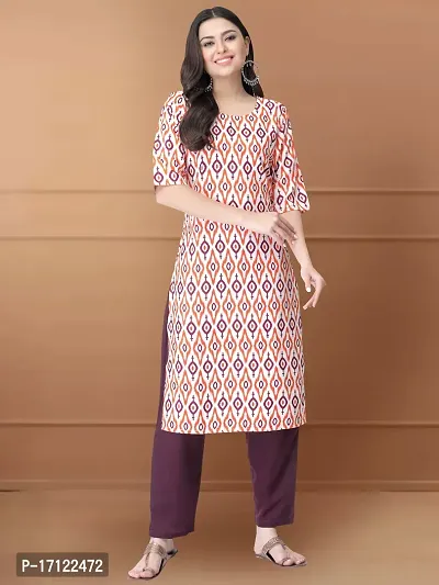 Women Stylish Crepe Printed Straight Kurta-thumb0