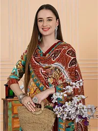 Stylish Multicoloured Cotton Blend Printed Kurta, Bottom and Dupatta Set For Women-thumb4