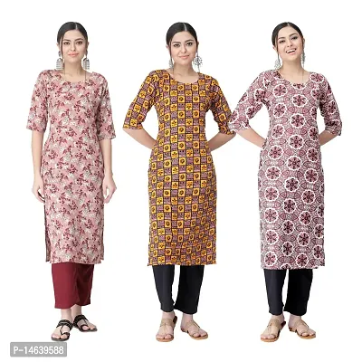 New Crepe Combo Printed Kurtis For Women Pack Of 3