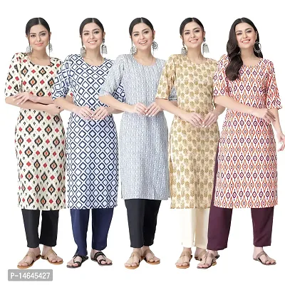 New Crepe Printed Kurtis Combo For Women Pack Of 5-thumb0