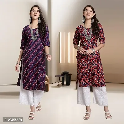 Fancy Rayon Kurtis For Women Pack Of 2-thumb0