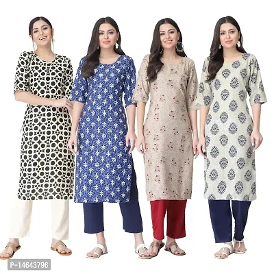 New Crepe Combo Printed Kurtis For Women Pack Of 4-thumb0