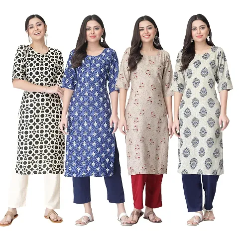 Trendy Crepe Kurta For Women- Combo Of 4