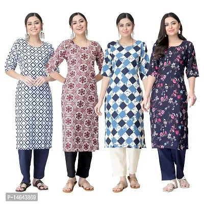 New Crepe Combo Printed Kurtis For Women Pack Of 4