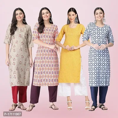 Women Stylish Crepe Printed Straight Kurta