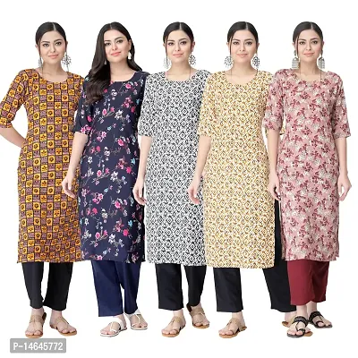 New Crepe Printed Kurtis Combo For Women Pack Of 5-thumb0