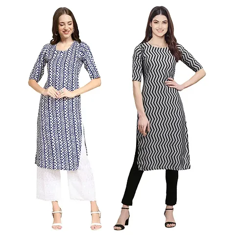 Stylish Crepe Straight Kurta For Women- Pack Of 2