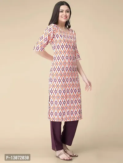 Straight Multicoloured Printed Crepe Kurta-thumb3