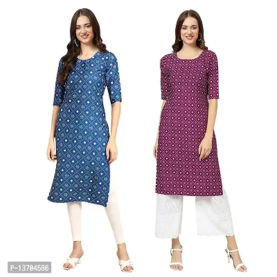 Stylish Crepe Digital Printed Kurta For Women- Pack Of 2