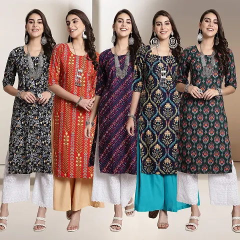 Fancy Crepe Kurtis For Women Pack Of 5