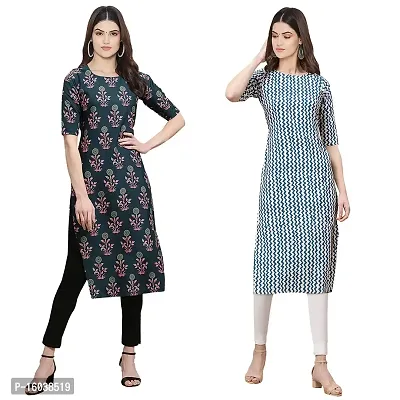 Stylish Digital Printed Women Crepe Kurta- Pack of 2-thumb0