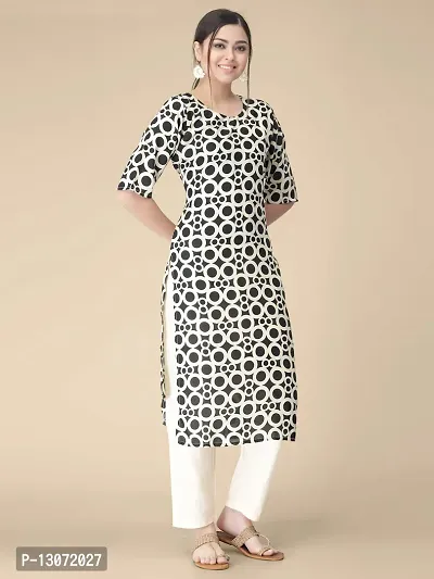 Straight Brown Printed Crepe Kurta-thumb3