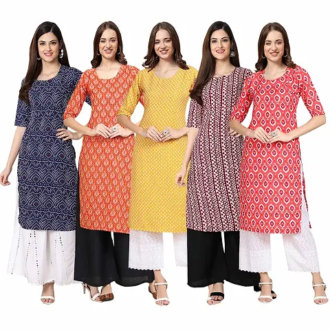 Fancy Combo of 5 Crepe Kurti