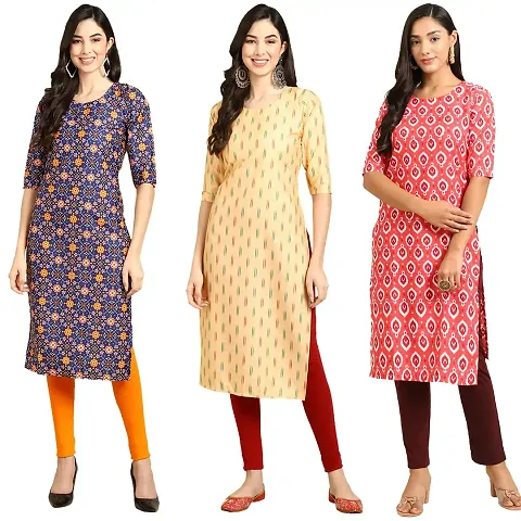 Stylish Crepe Stitched Kurta For Women Pack of 3