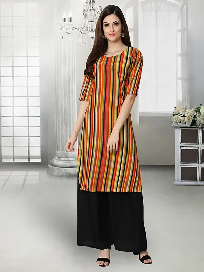 Stylish Crepe Striped Straight Kurta