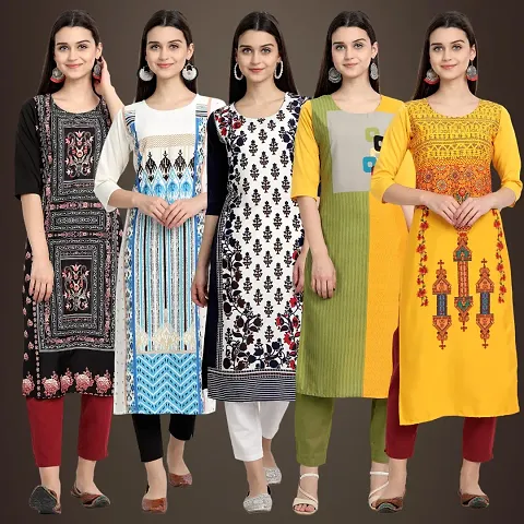 Fancy Crepe Kurtis For Women Pack Of 5