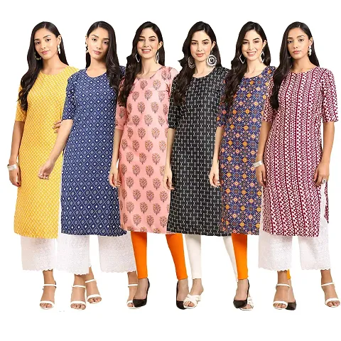 Fancy Combo of 6 Crepe Kurti