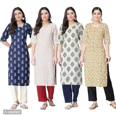 New Crepe Combo Printed Kurtis For Women Pack Of 4