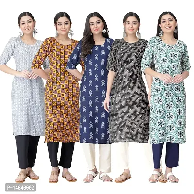 New Crepe Printed Kurtis Combo For Women Pack Of 5