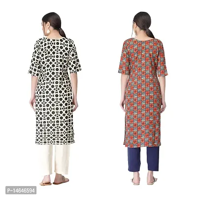 Attarctive Crepe Printed Straight Kurti Combo For Women Pack Of 2-thumb2