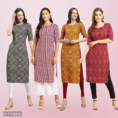 Women Stylish Crepe Printed Straight Kurta