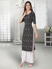 Stylish Black Crepe Stitched Kurta For Women-thumb1