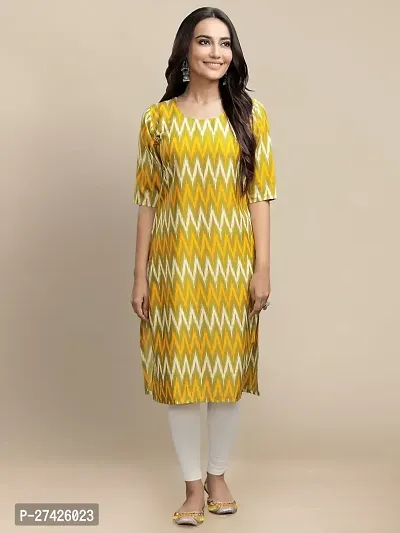 Stylish Yellow Crepe Stitched Kurta For Women-thumb0