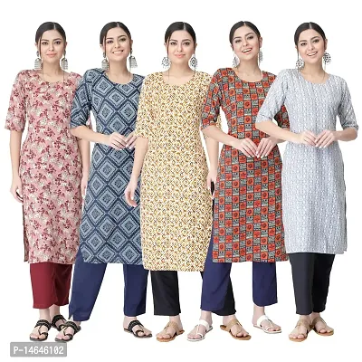 New Crepe Printed Kurtis Combo For Women Pack Of 5