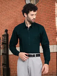 Reliable Green Cotton Solid Long Sleeves Formal Shirt For Men-thumb2