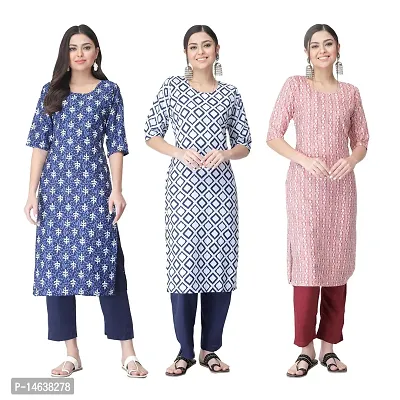 New Crepe Combo Printed Kurtis For Women Pack Of 3