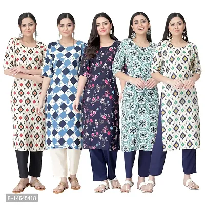 New Crepe Printed Kurtis Combo For Women Pack Of 5