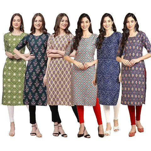 Stylish Crepe Printed Kurti - Pack of 6