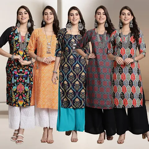 Fancy Crepe Kurtis For Women Pack Of 5