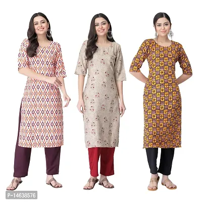 New Crepe Combo Printed Kurtis For Women Pack Of 3