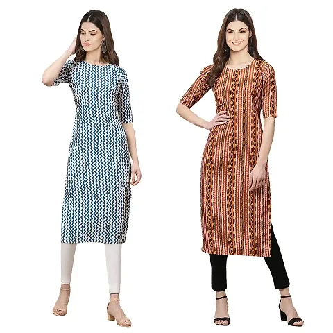 Elegant Crepe Straight Kurta For Women-Pack Of 2