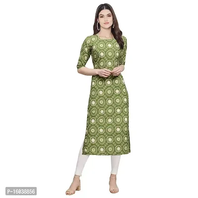 Stylish Green Crepe Geometric Print Straight Kurta For Women-thumb0