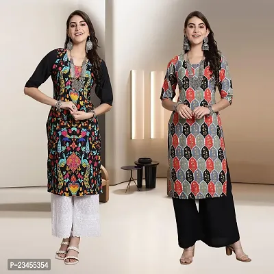 Fancy Rayon Kurtis For Women Pack Of 2-thumb0