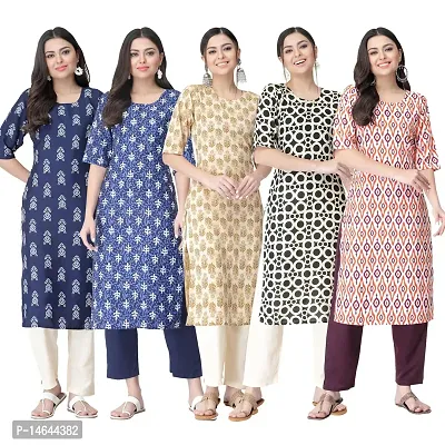 New Crepe Printed Kurtis Combo For Women Pack Of 5