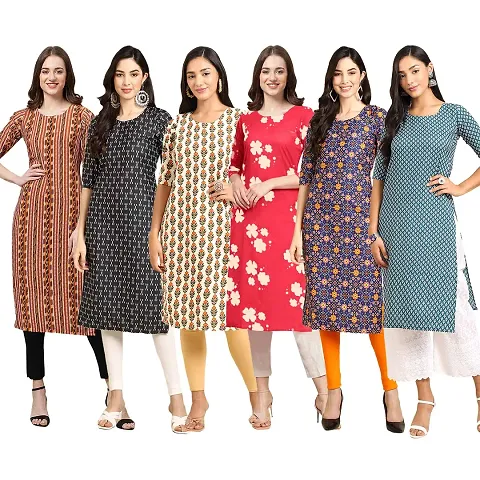 Trendy Crepe Digital Straight Kurta For Women ( Pack Of )