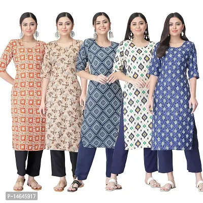 New Crepe Printed Kurtis Combo For Women Pack Of 5