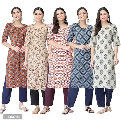 New Crepe Printed Kurtis Combo For Women Pack Of 5-thumb0