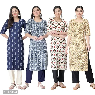 New Crepe Combo Printed Kurtis For Women Pack Of 4